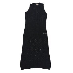 Joie Black Sleeveless Knit Crochet Pattern Midi Dress XS, NWOT.